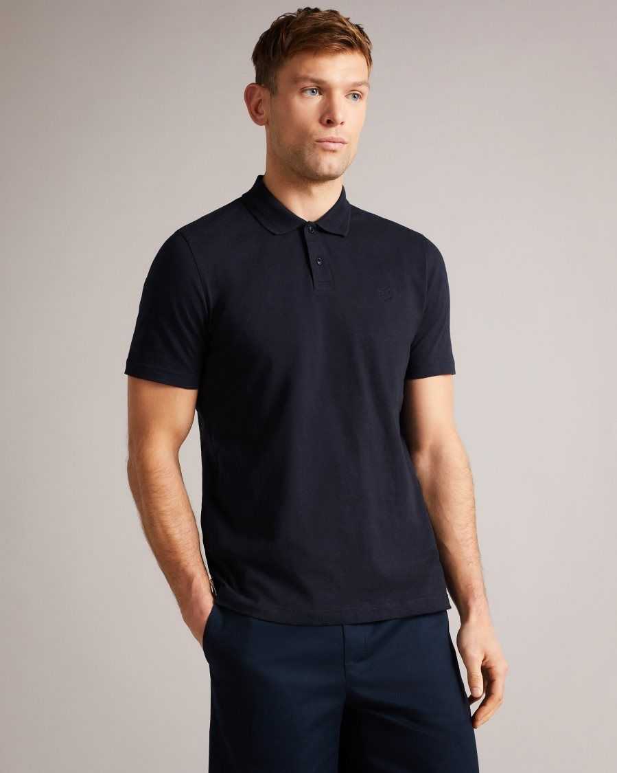 Ted Baker Delvin Short Sleeve Polo Shirt Navy | 63510-TROC