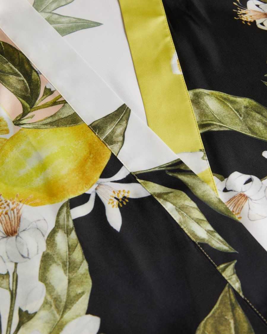 Ted Baker Denissy Lemon Print Kimono Black | 21958-VJDC