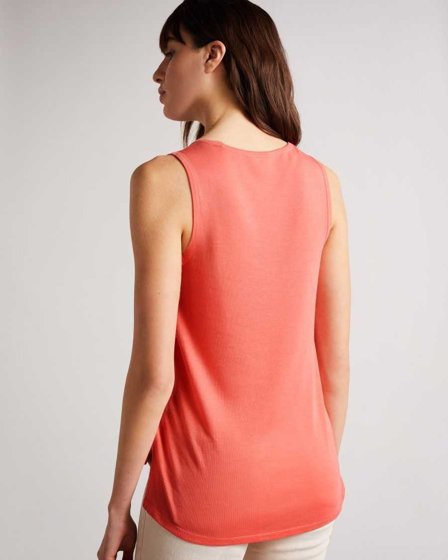 Ted Baker Derien Easy Fit Jersey Tank Coral | 34107-QFRO