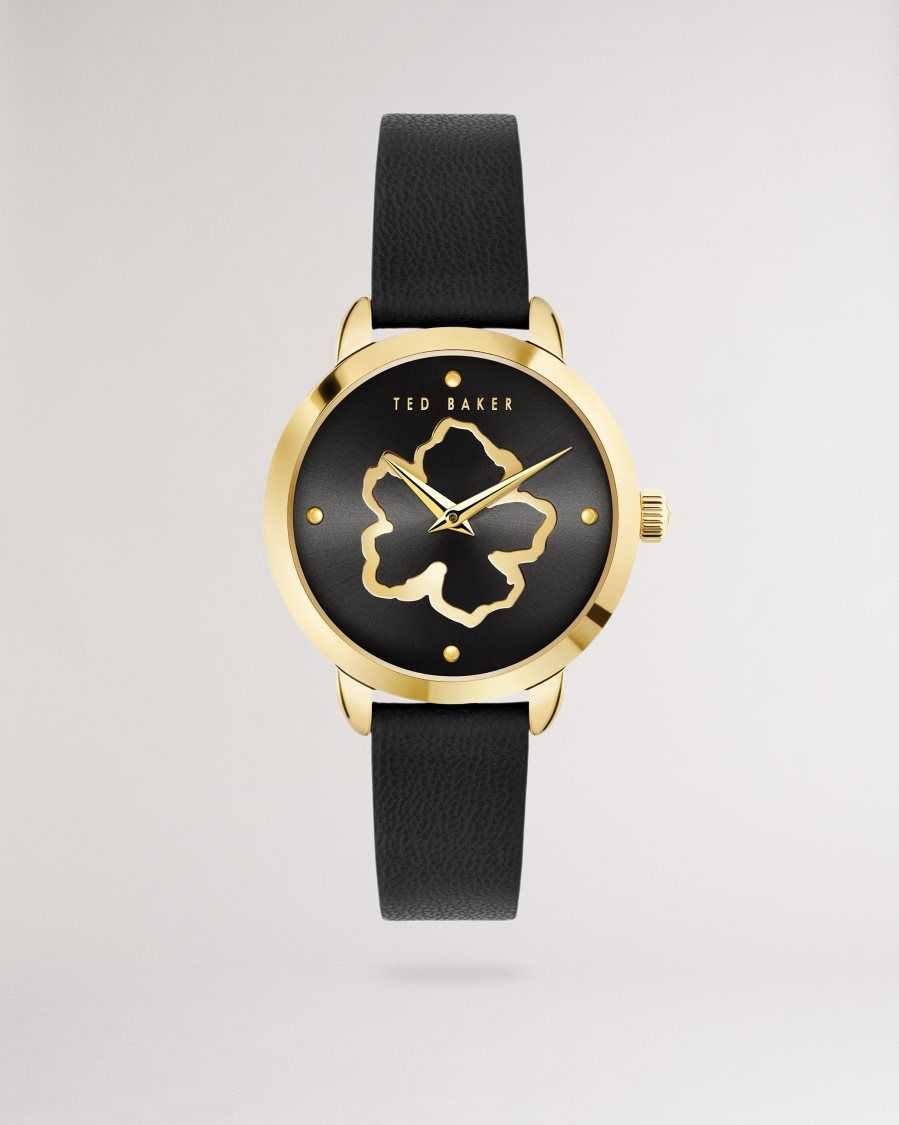 Ted Baker Devas Magnolia Watch With Vegan Leather Strap Black | 36058-WNAJ