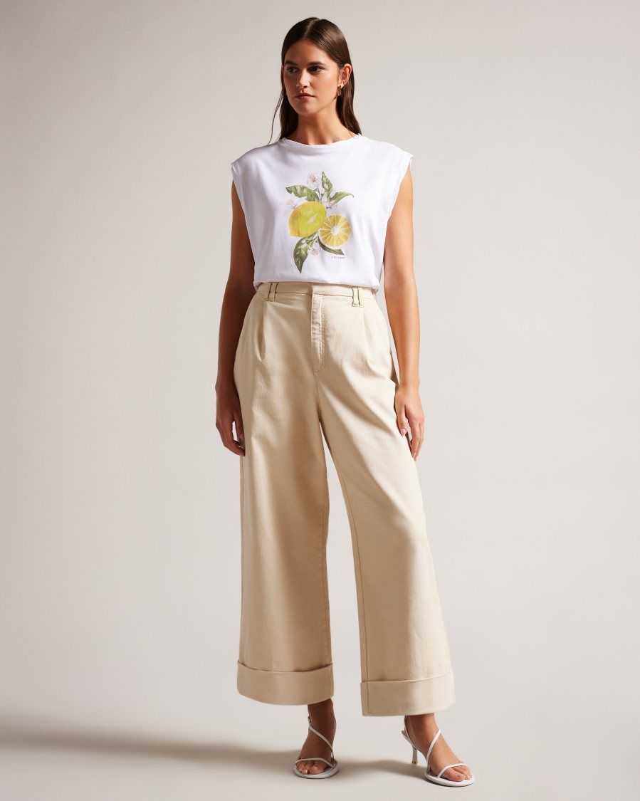 Ted Baker Dieanaa Sleeveless Lemon Graphic Top White | 01975-XMQB