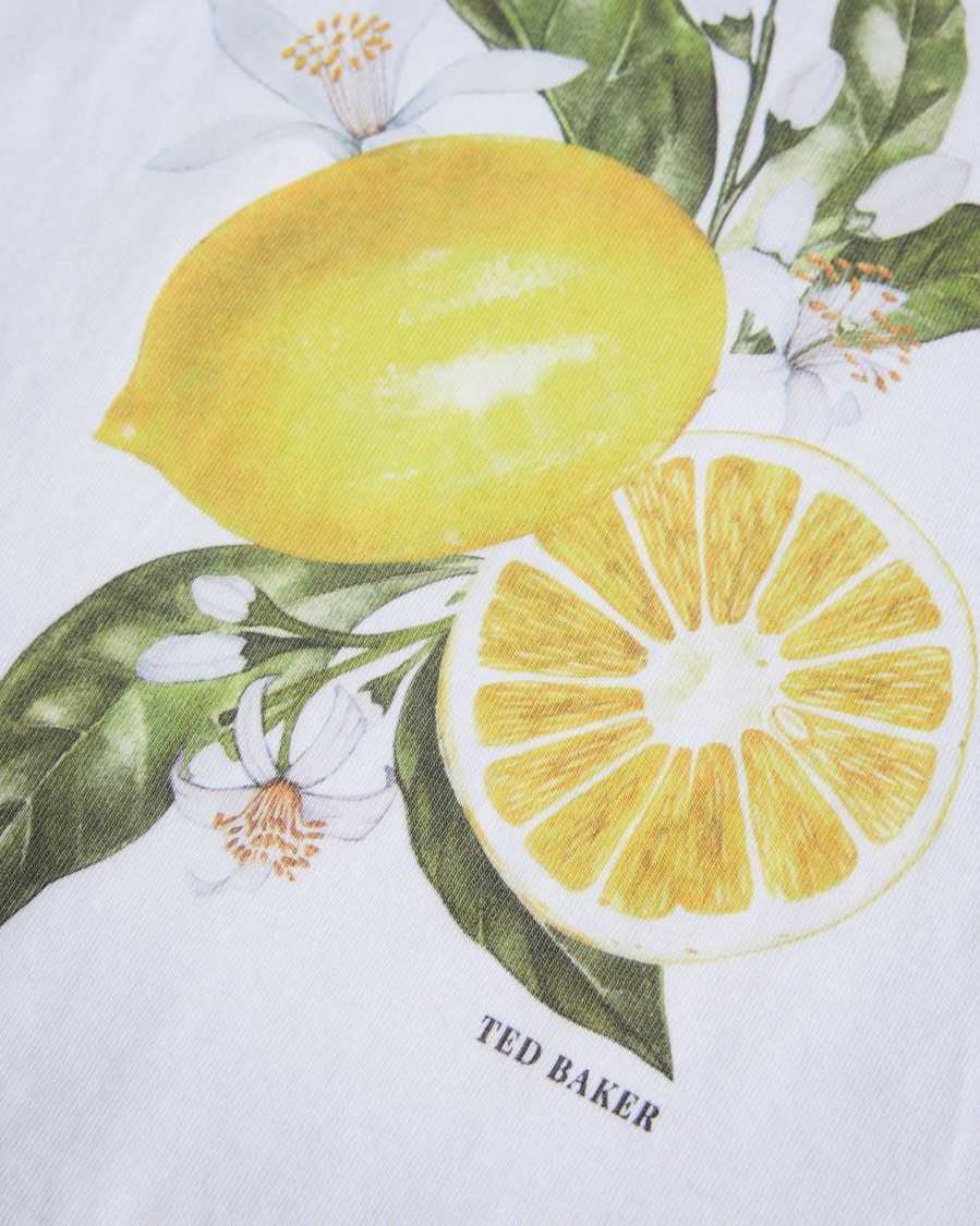 Ted Baker Dieanaa Sleeveless Lemon Graphic Top White | 01975-XMQB