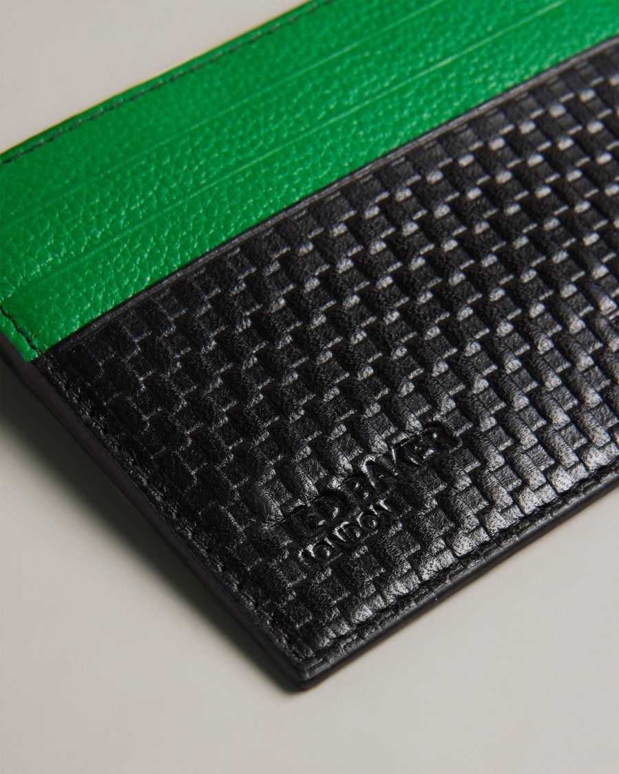 Ted Baker Dirk Textured Leather Card Holder Green | 60738-FWSV