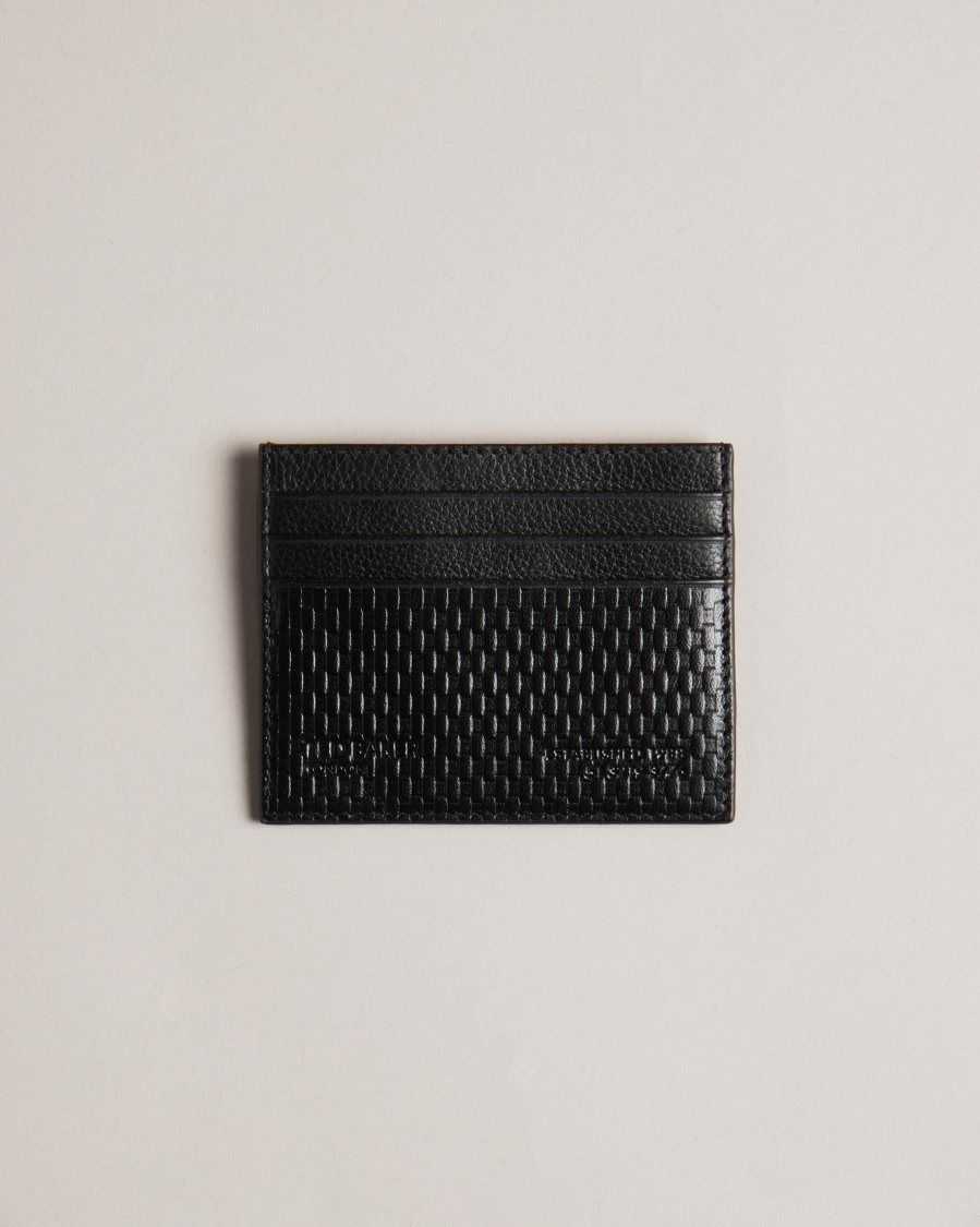 Ted Baker Dirk Textured Leather Card Holder Black | 24835-TQKX