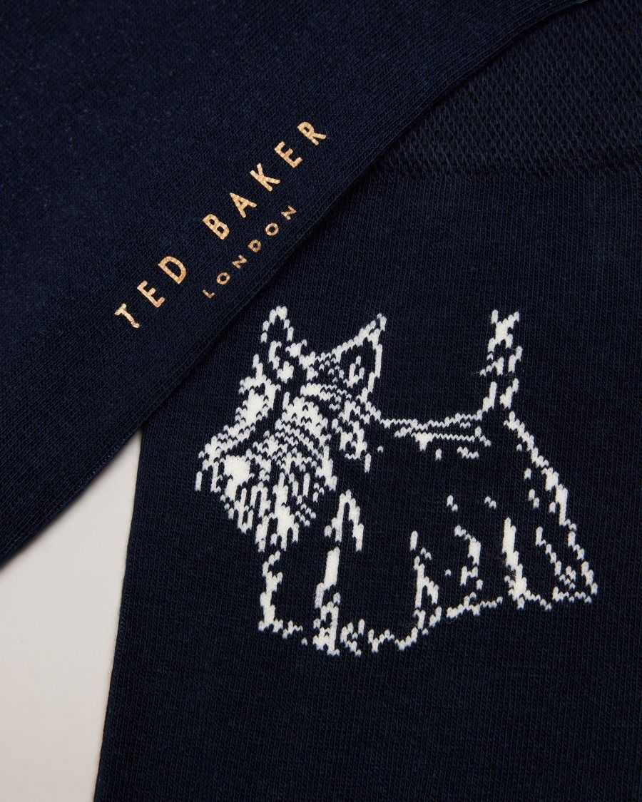 Ted Baker Dogsock Scottie Dog Print Socks Dark Navy | 86512-AQGH