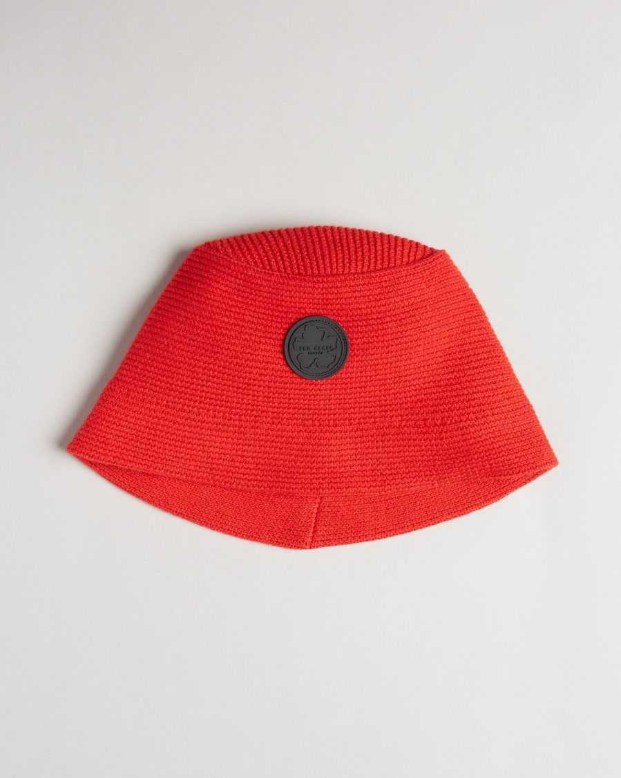 Ted Baker Dolis Knitted Bucket Hat Red | 10325-OBGU