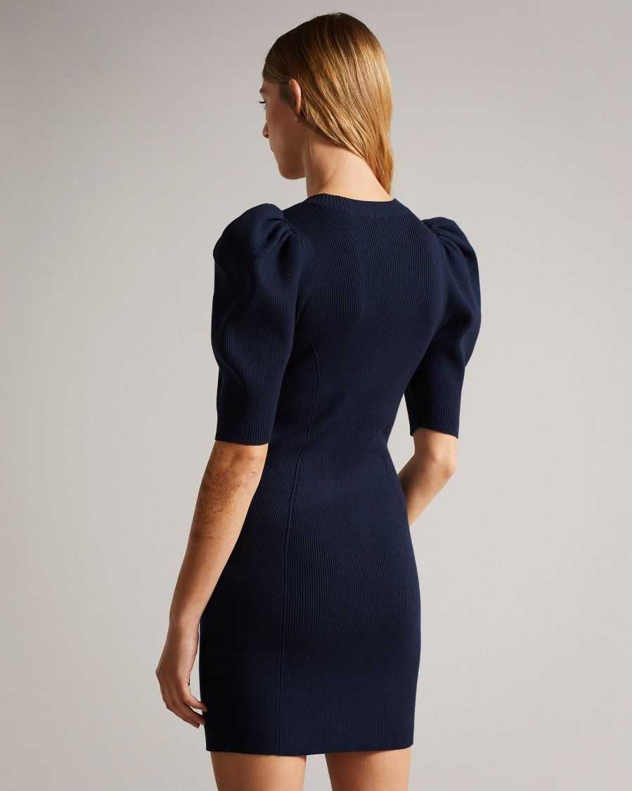 Ted Baker Dollra Scoop Neck Bodycon Dress Dark Blue | 81379-DXSZ