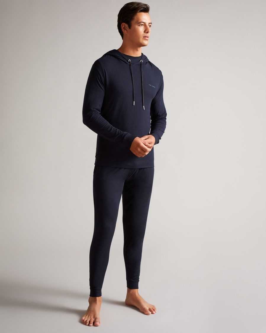 Ted Baker Dovve Solid Modal Hoodie Navy | 20379-ETUQ