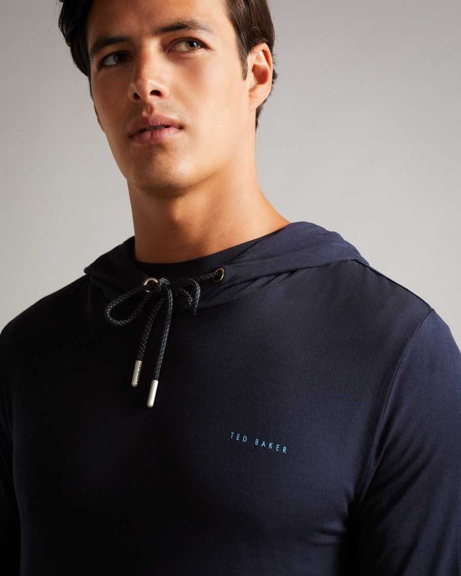 Ted Baker Dovve Solid Modal Hoodie Navy | 20379-ETUQ