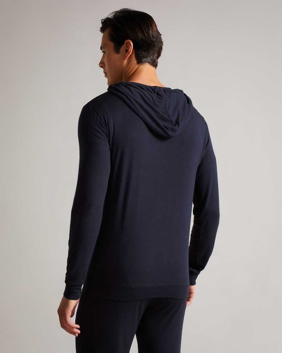 Ted Baker Dovve Solid Modal Hoodie Navy | 20379-ETUQ