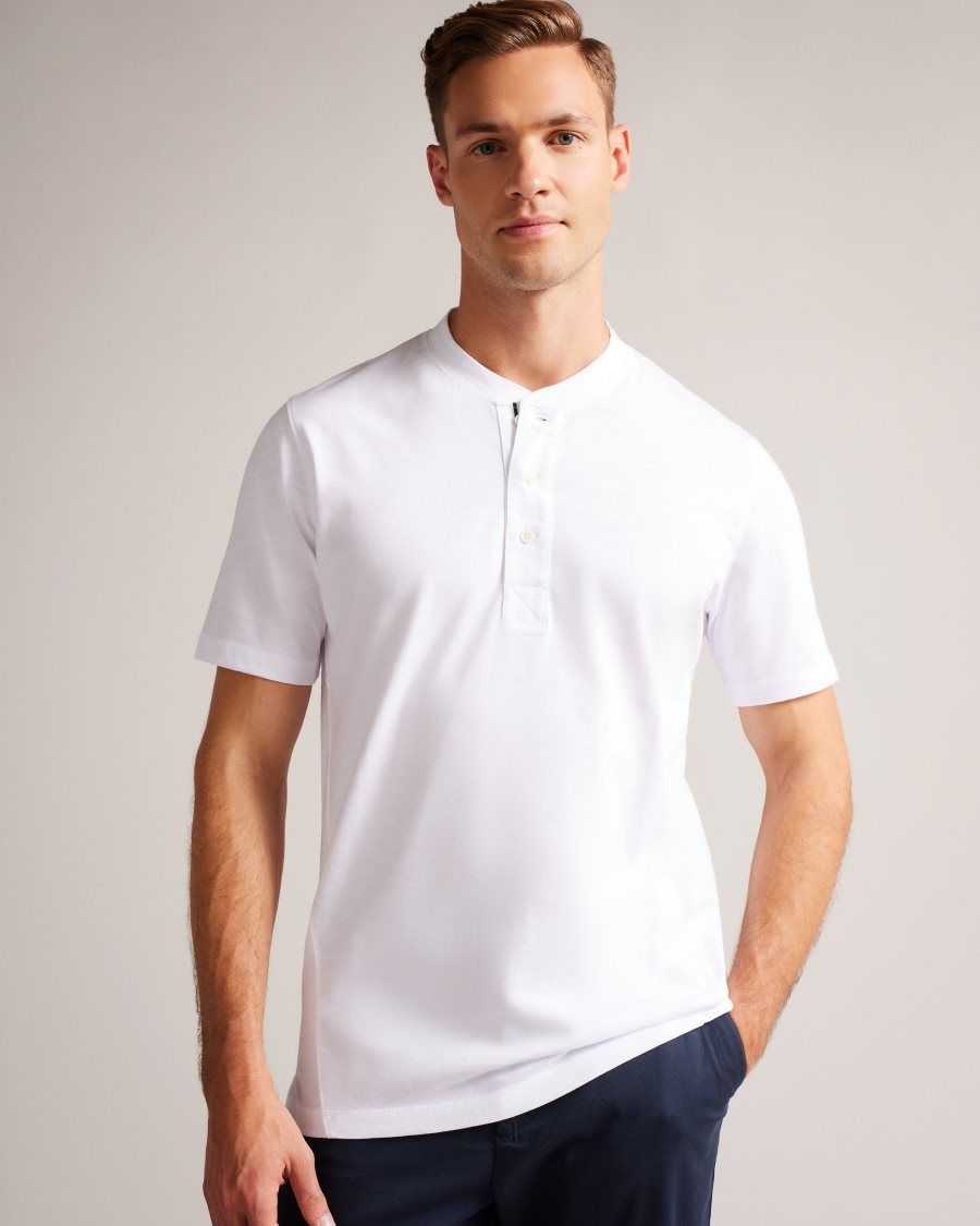 Ted Baker Duddin Short Sleeve Henley Shirt White | 58412-OHTX