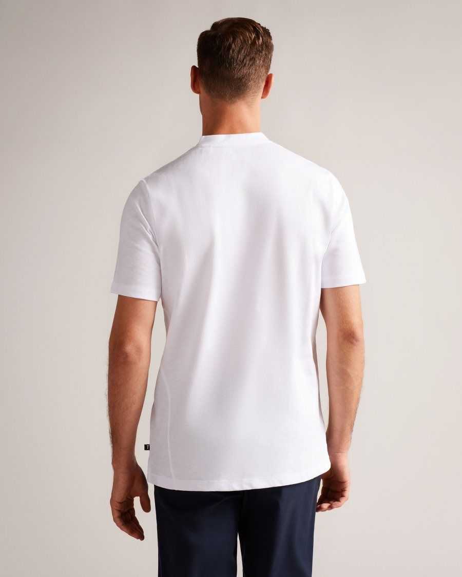 Ted Baker Duddin Short Sleeve Henley Shirt White | 58412-OHTX