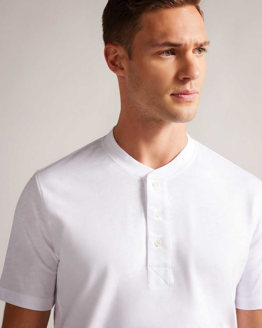 Ted Baker Duddin Short Sleeve Henley Shirt White | 58412-OHTX