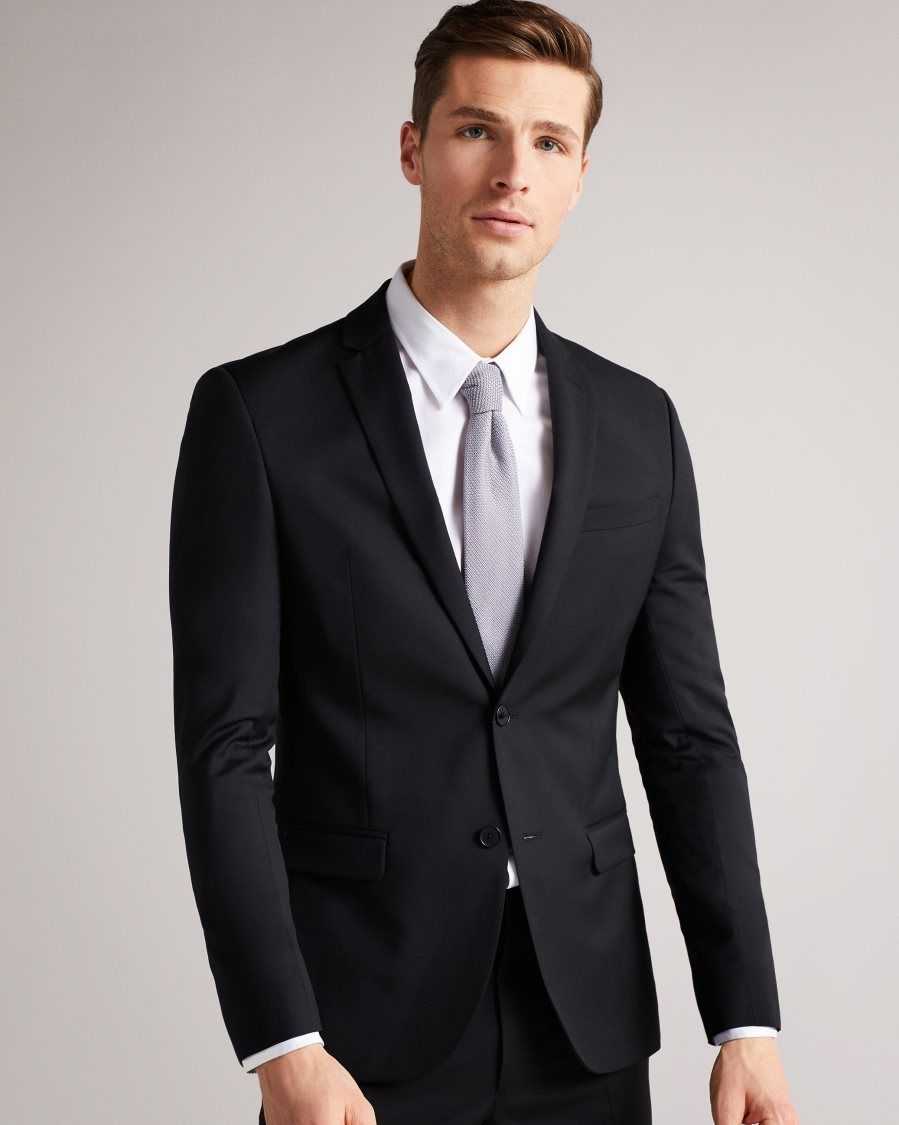 Ted Baker Dundejs Slim Fit Black Twill Suit Jacket Black | 73641-LEMW