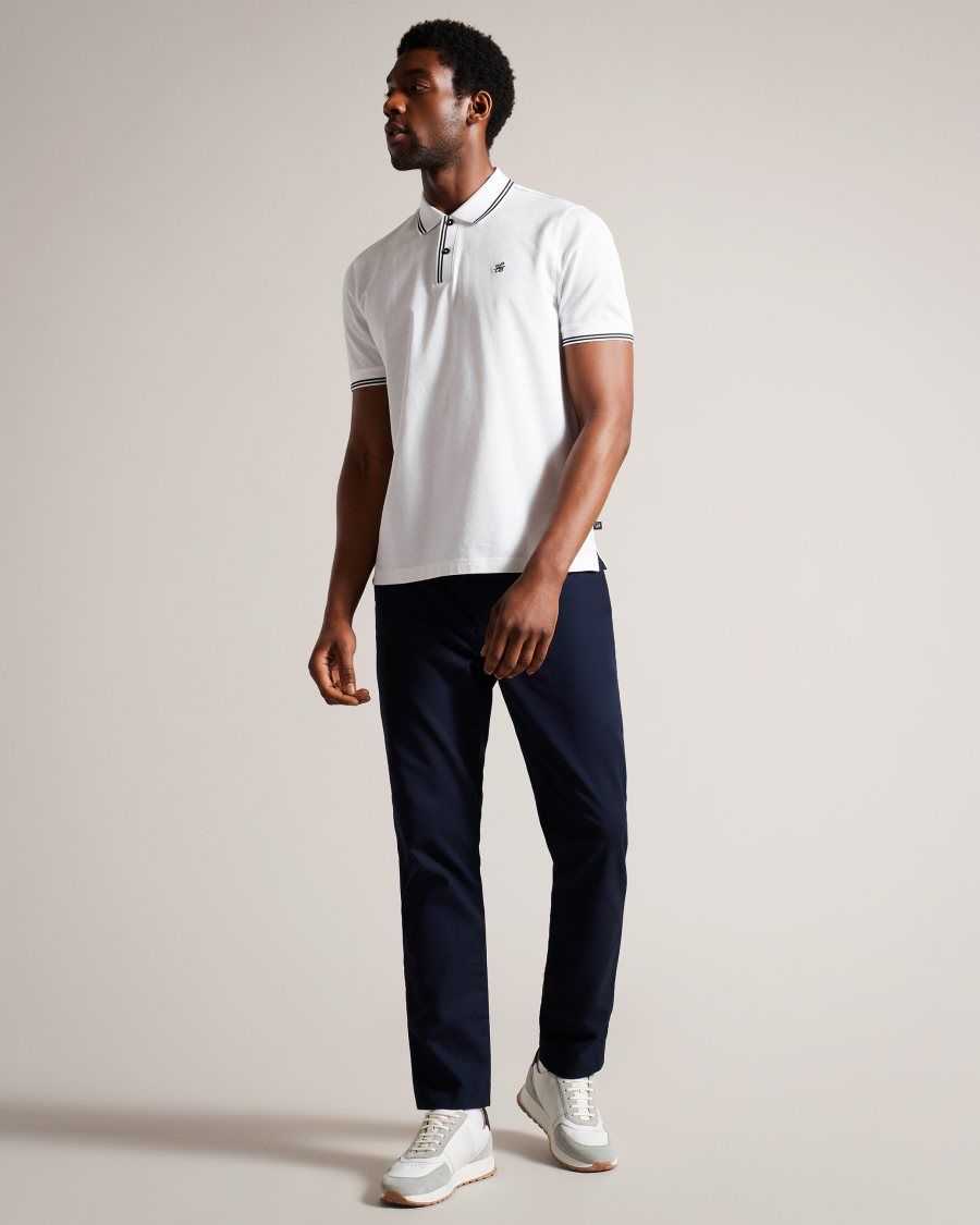 Ted Baker Dynam Monogram Diamond Knit Polo Shirt White | 79820-FRJX