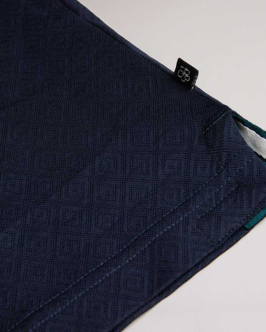 Ted Baker Dynam Monogram Diamond Knit Polo Shirt Navy | 82105-YPVW