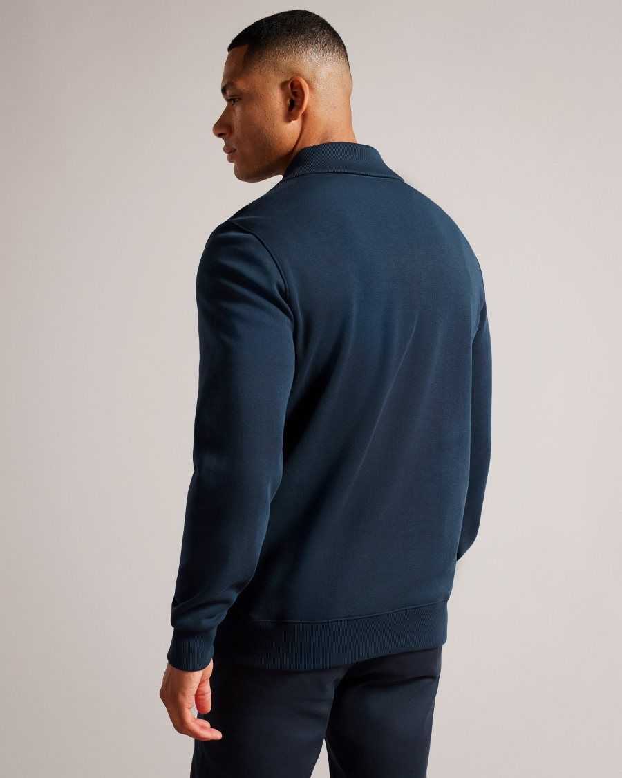 Ted Baker Ecos Half Zip Funnel Neck Jumper Navy | 75906-CUIG