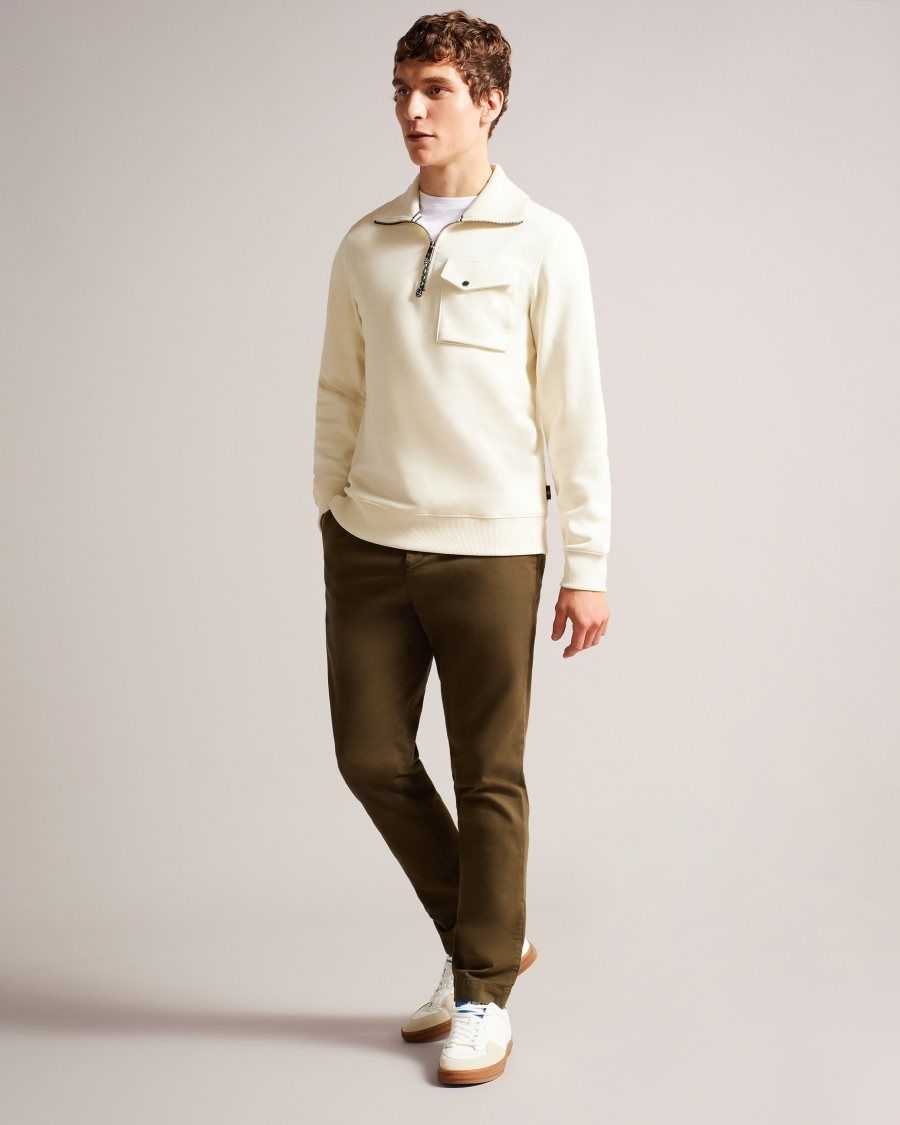 Ted Baker Ecos Half Zip Funnel Neck Jumper Natural | 73591-TNLQ