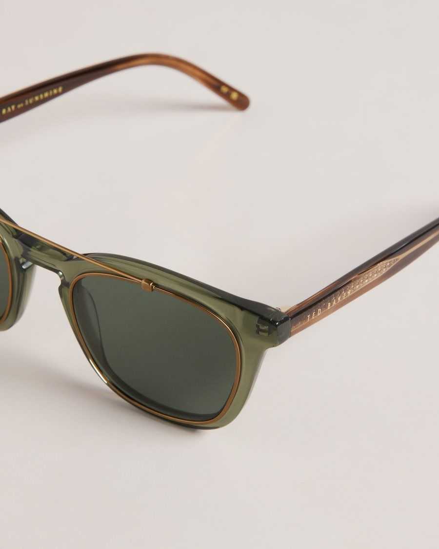 Ted Baker Ediison Classic Wire Detail Sunglasses Green | 60125-FAWD