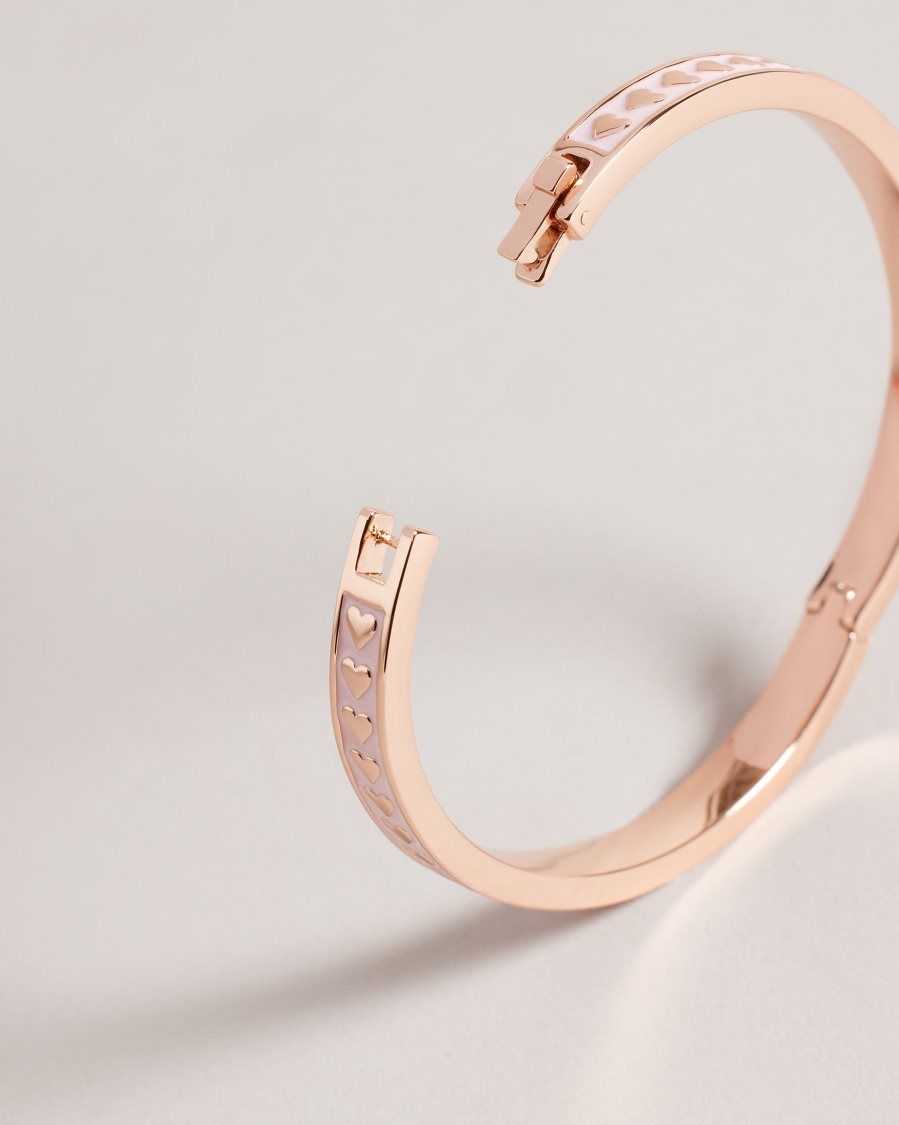 Ted Baker Eellie Enamel Heart Bangle Pale Pink | 10584-QFHW