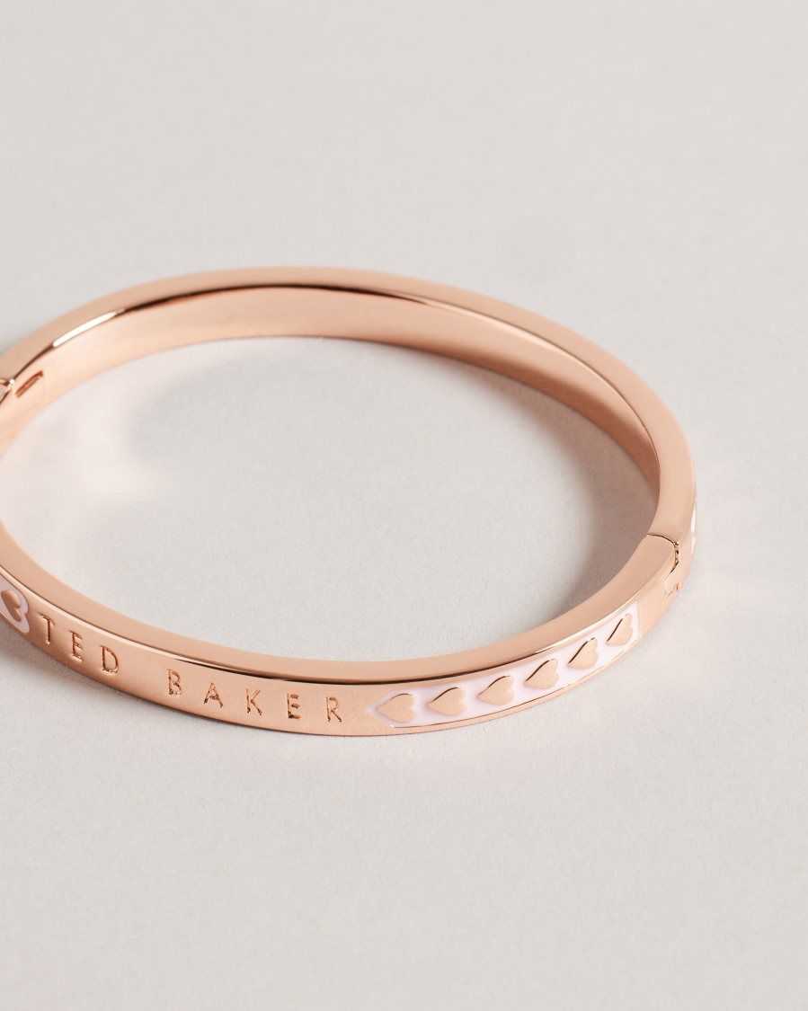 Ted Baker Eellie Enamel Heart Bangle Pale Pink | 10584-QFHW