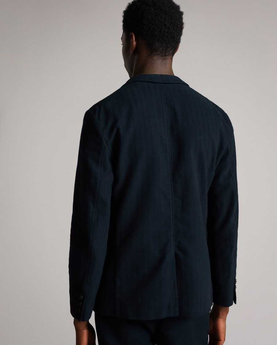 Ted Baker Efford Herringbone Moleskin Jacket Dark Navy | 21587-VMNP