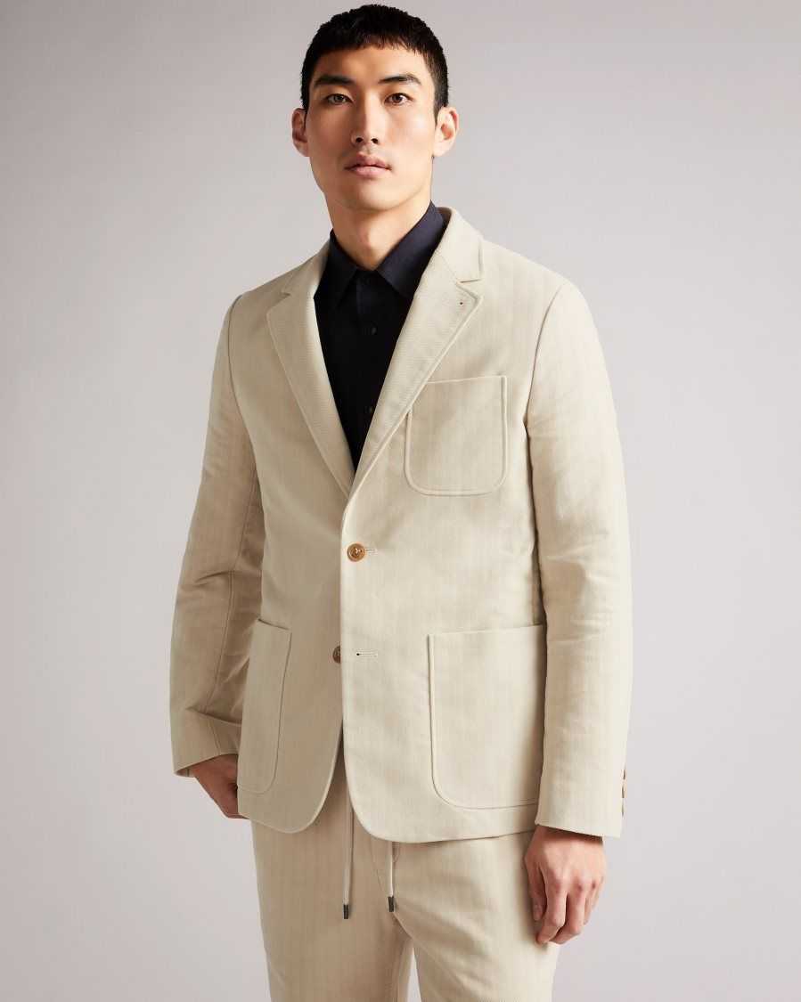 Ted Baker Efford Herringbone Moleskin Jacket Natural | 20651-QPSI