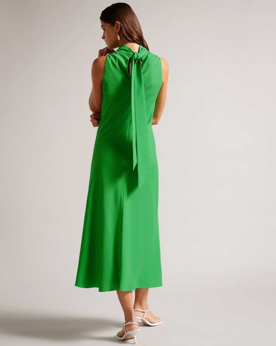 Ted Baker Eleanar Cowl Neck Sleeveless Midi Slip Dress Green | 84960-DLWG