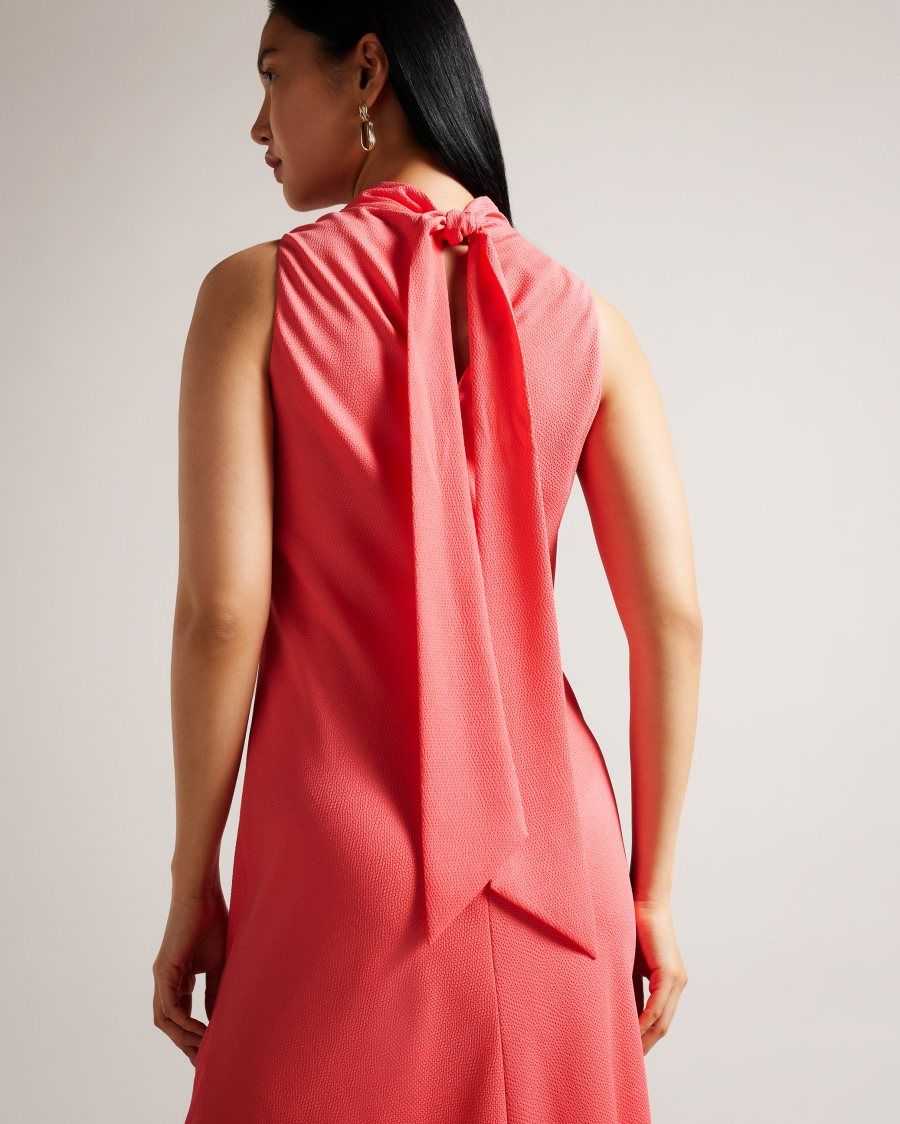 Ted Baker Eleanar Cowl Neck Sleeveless Midi Slip Dress Coral | 59283-LAQN