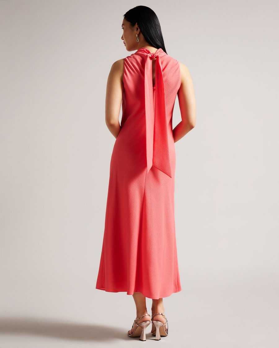 Ted Baker Eleanar Cowl Neck Sleeveless Midi Slip Dress Coral | 59283-LAQN