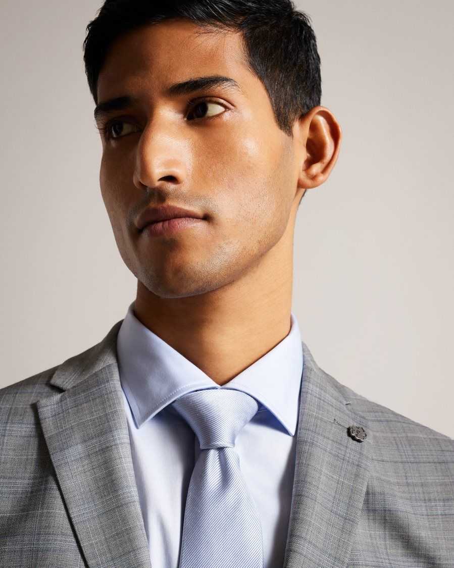 Ted Baker Elgoljs Wool Blend Check Jacket Grey | 04985-YXRL