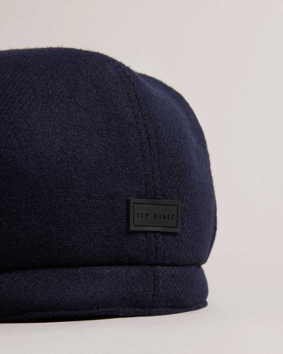 Ted Baker Elijahs Wool Felt Baker Boy Hat Dark Blue | 49375-KRYE