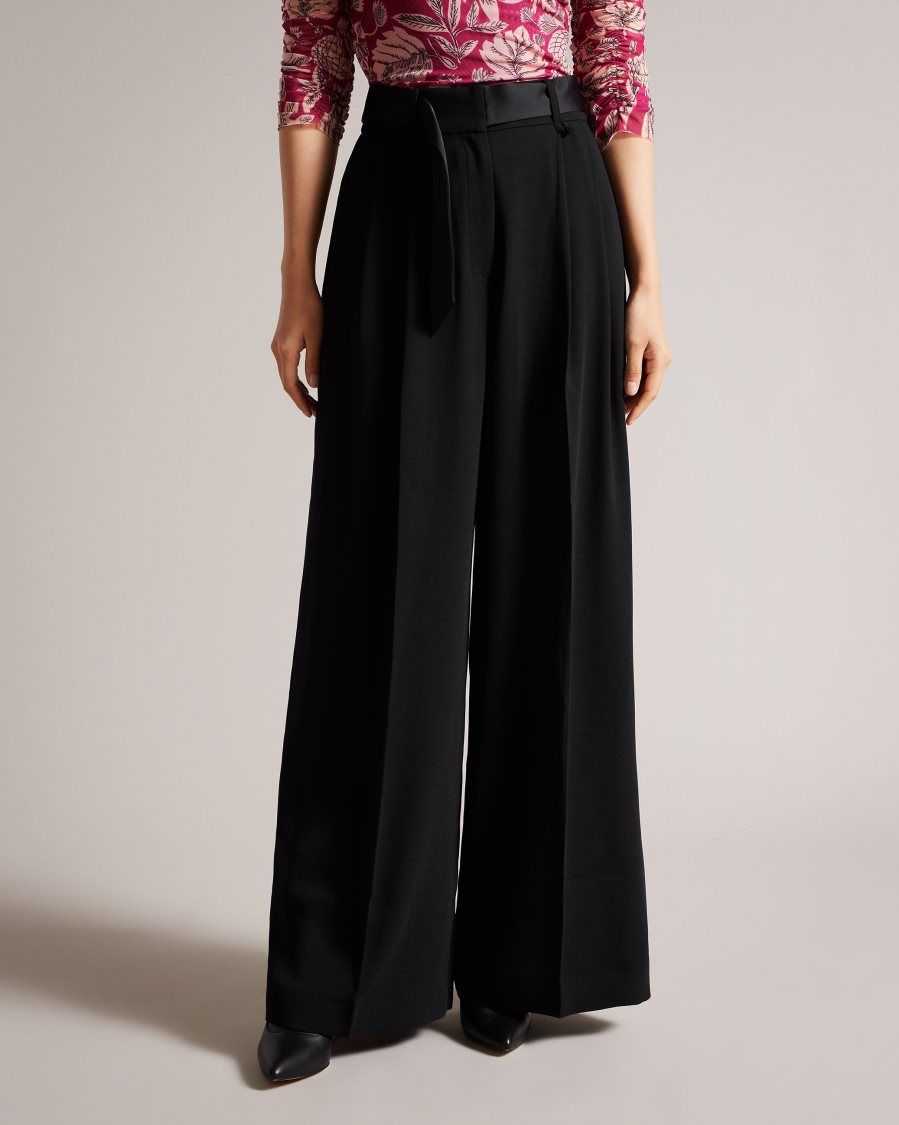 Ted Baker Eliziie Wide Leg Trousers With Pleat Detail Black | 10892-VUEC