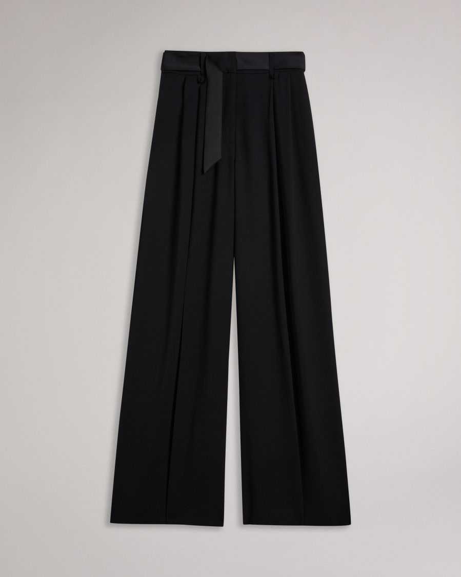 Ted Baker Eliziie Wide Leg Trousers With Pleat Detail Black | 10892-VUEC