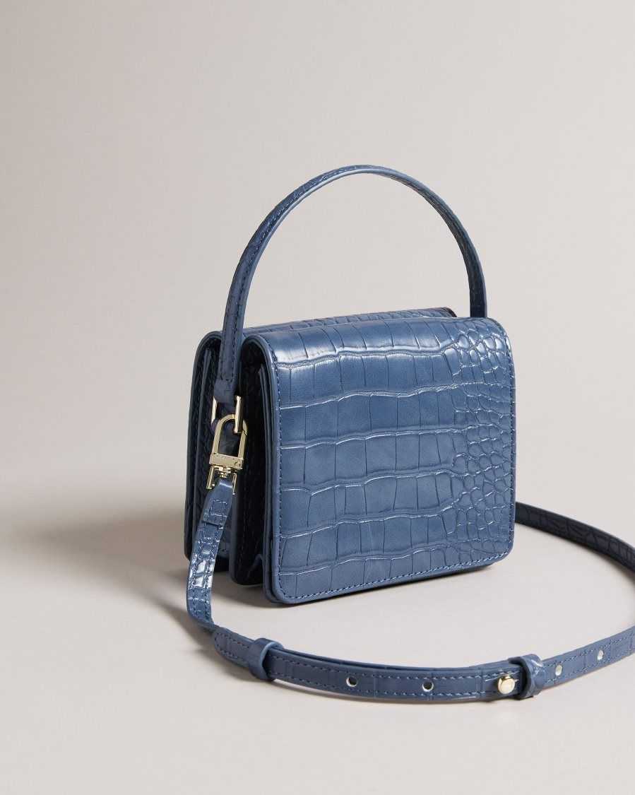 Ted Baker Ell Imitation Croc Mini Crossbody Bag Blue | 85306-ARIH