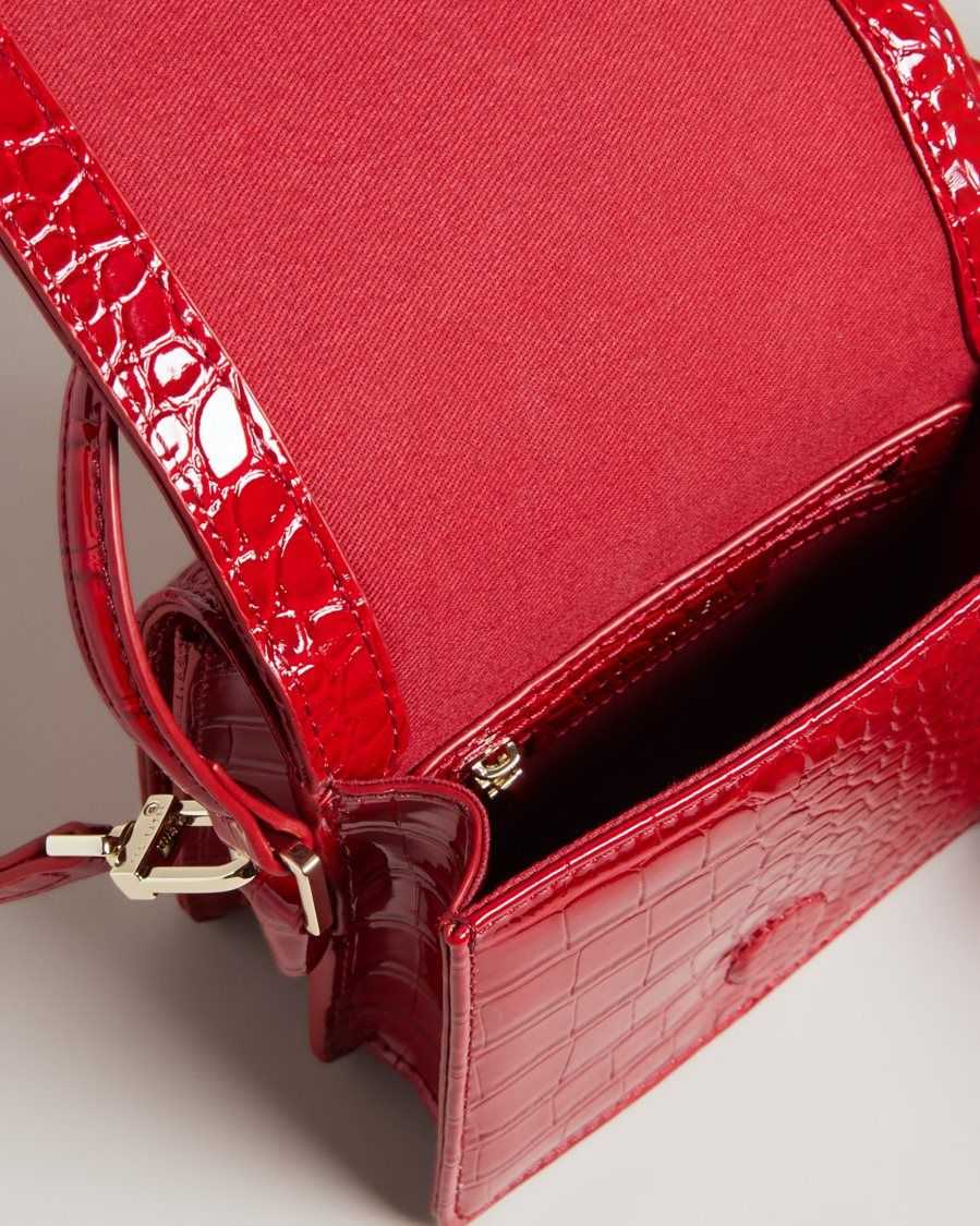 Ted Baker Ell Imitation Croc Mini Crossbody Bag Red | 27356-UMDL