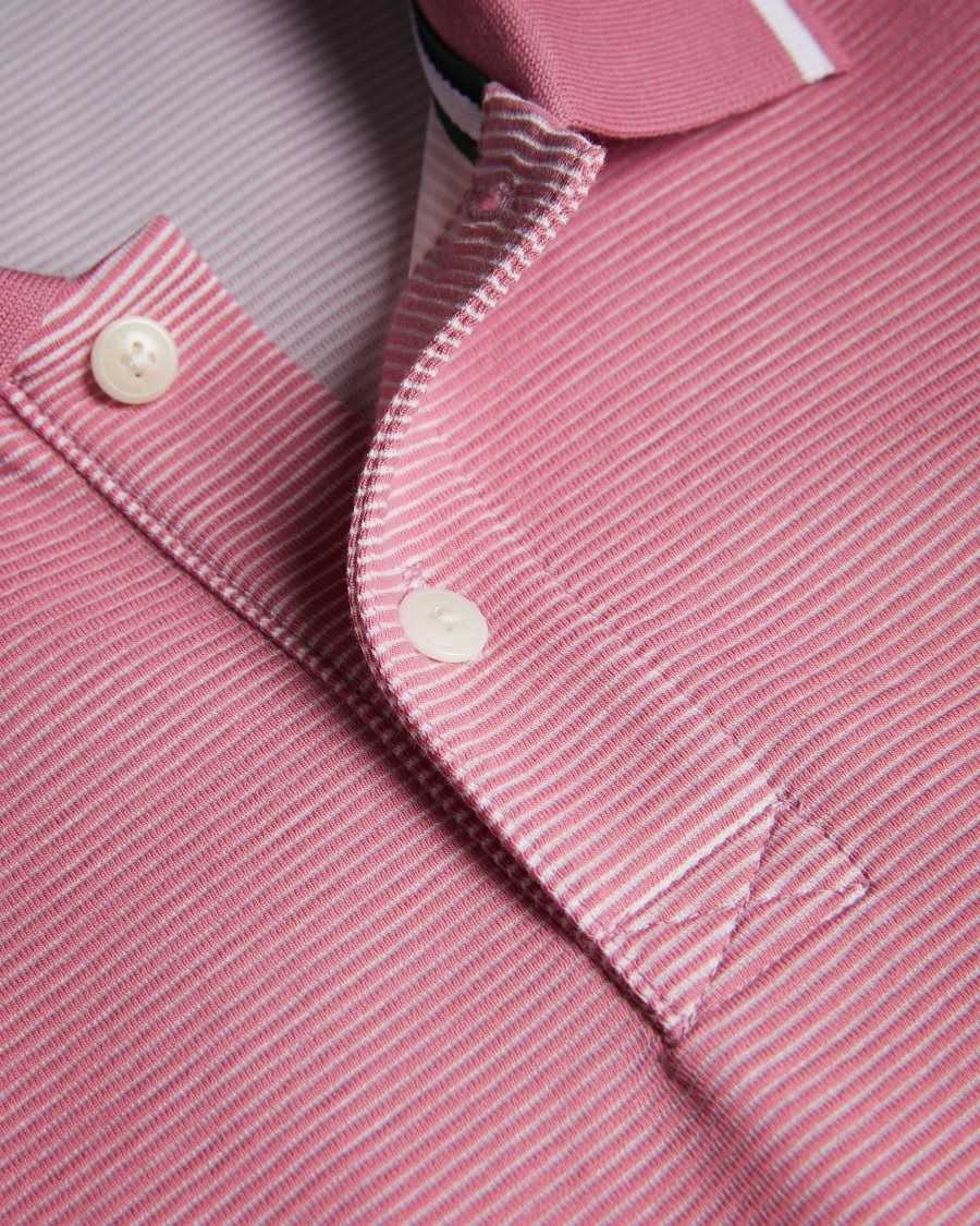 Ted Baker Ellerby Short Sleeve Striped Polo Shirt MID-PINK | 72580-VION