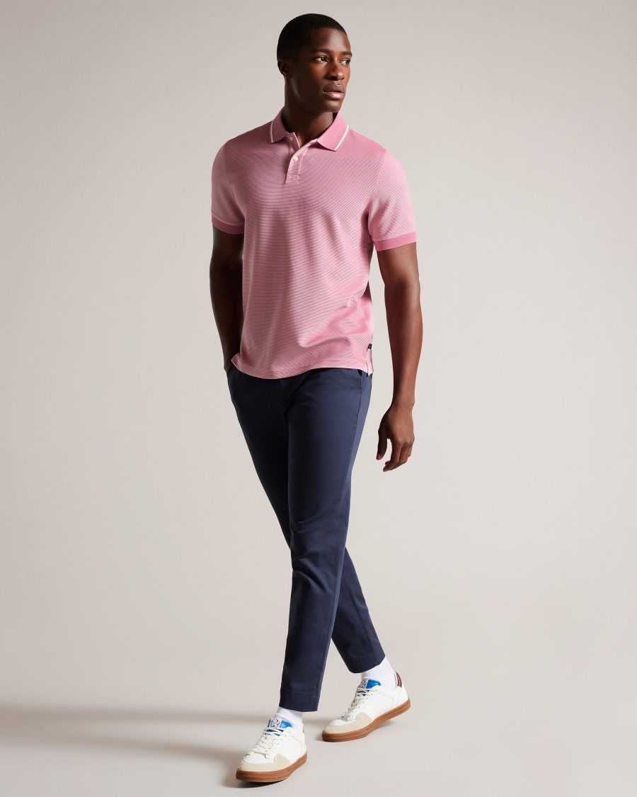 Ted Baker Ellerby Short Sleeve Striped Polo Shirt MID-PINK | 72580-VION