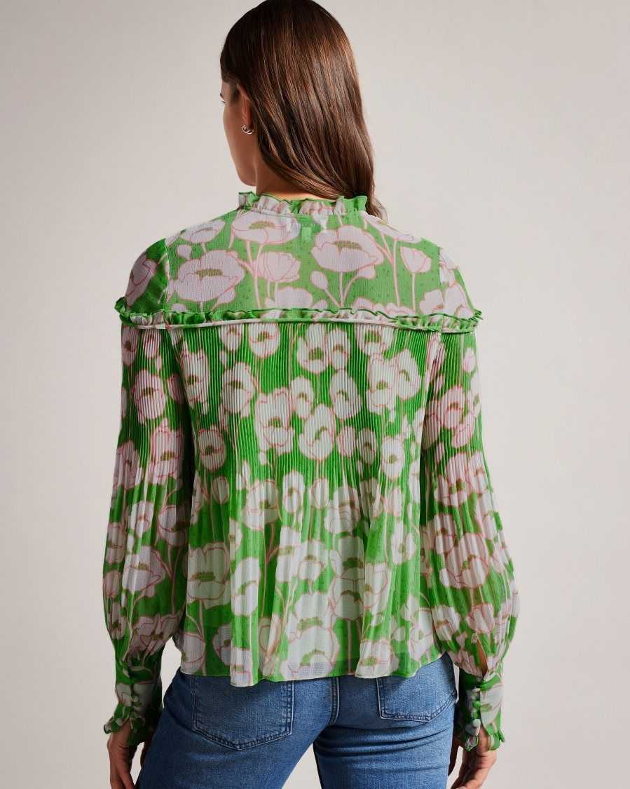 Ted Baker Ellerie Swing Blouse with Blouson Sleeve Green | 41963-YFVT