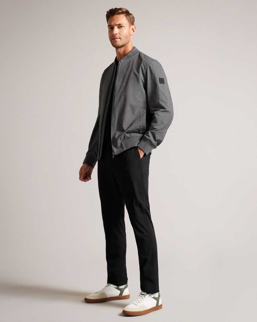 Ted Baker Elmhrst Textured Stretch Bomber Jacket Grey | 54638-OQFX