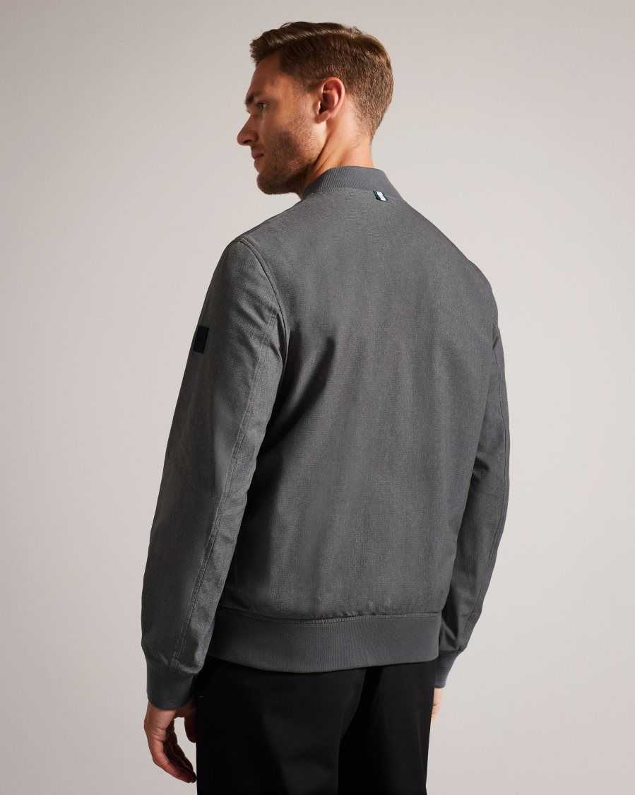 Ted Baker Elmhrst Textured Stretch Bomber Jacket Grey | 54638-OQFX