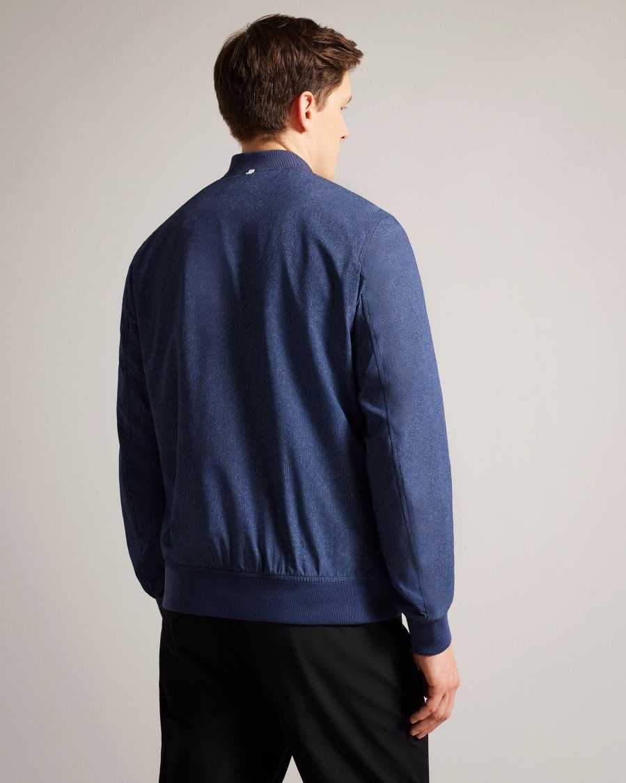 Ted Baker Elmhrst Textured Stretch Bomber Jacket Dark Blue | 89753-VZNA