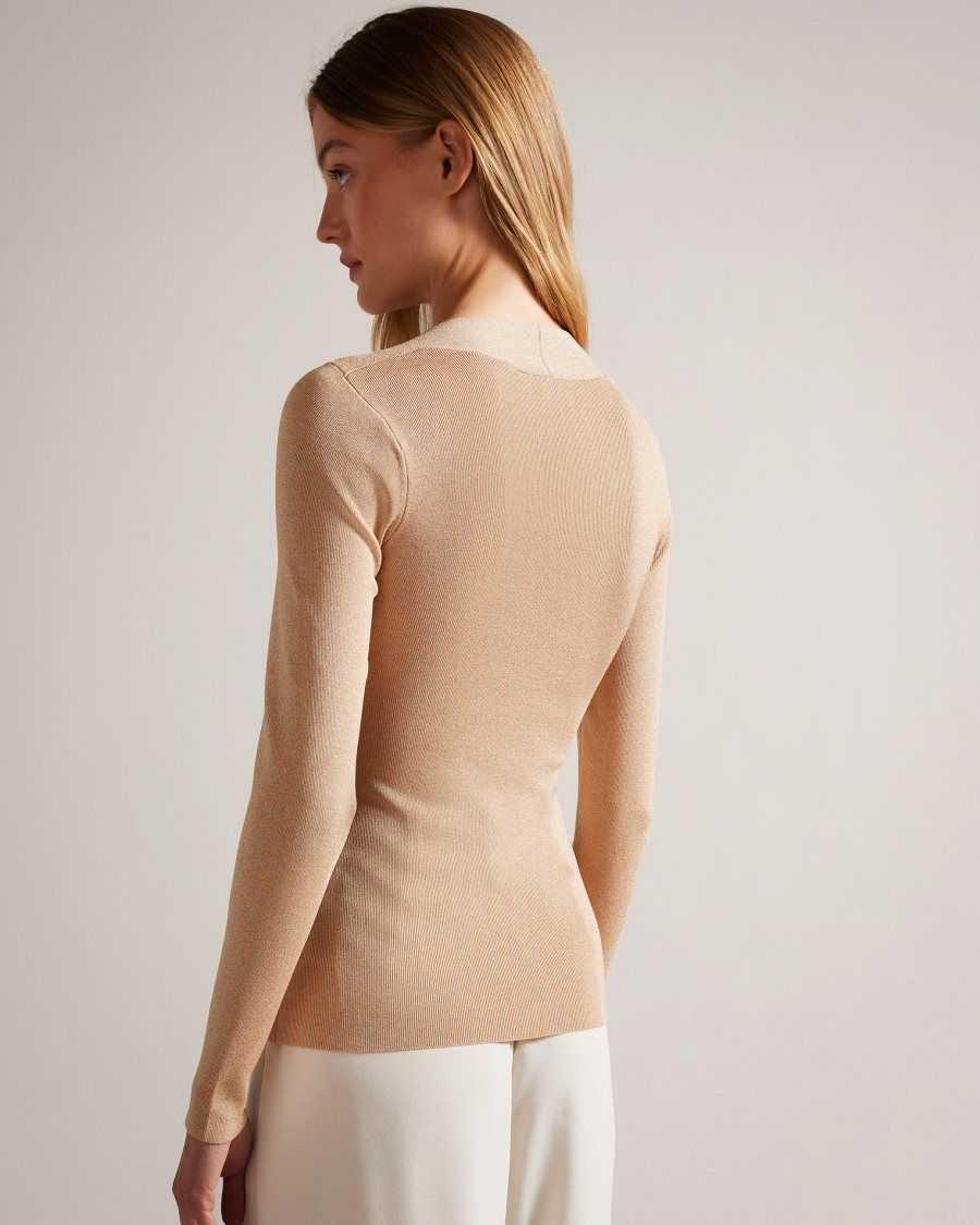 Ted Baker Eloisy Slim Fit Crossover Knit Top Dusky Pink | 87021-TOIJ