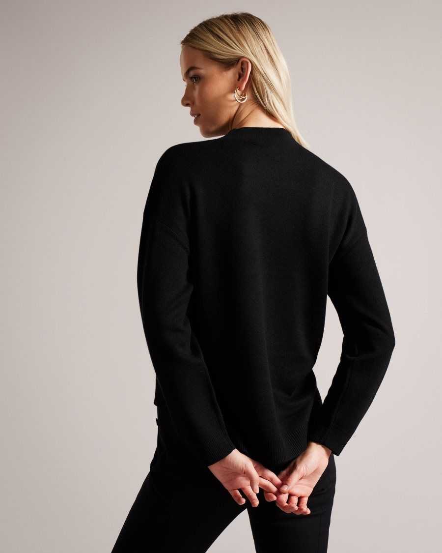 Ted Baker Elonia Branded Wool Blend Jumper Black | 29041-GHZQ