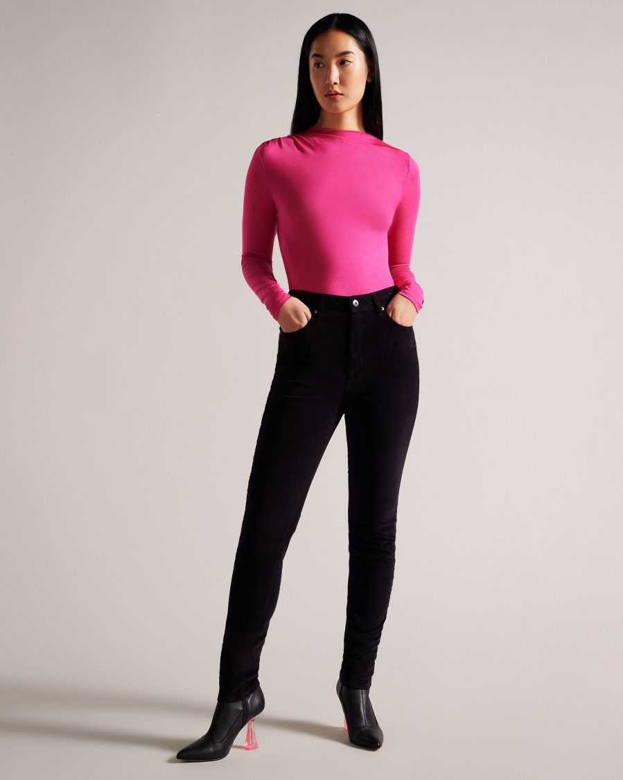 Ted Baker Eloria Twist Neck Fitted Top Deep-Pink | 27341-INLV