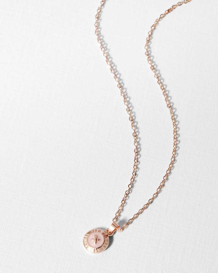 Ted Baker Elvina Enamel Button Necklace Baby Pink | 01984-XANT