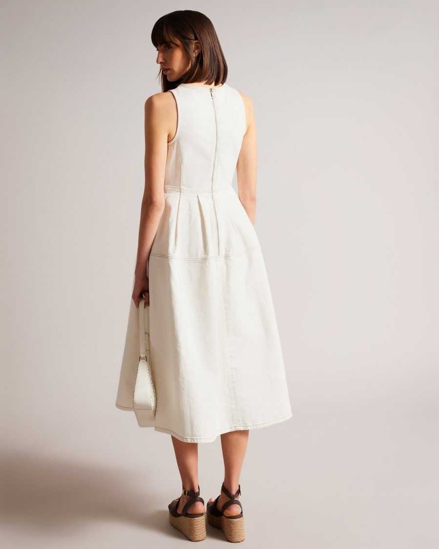 Ted Baker Eriie Sleeveless Full Skirted Dress Ivory | 80267-JGEH