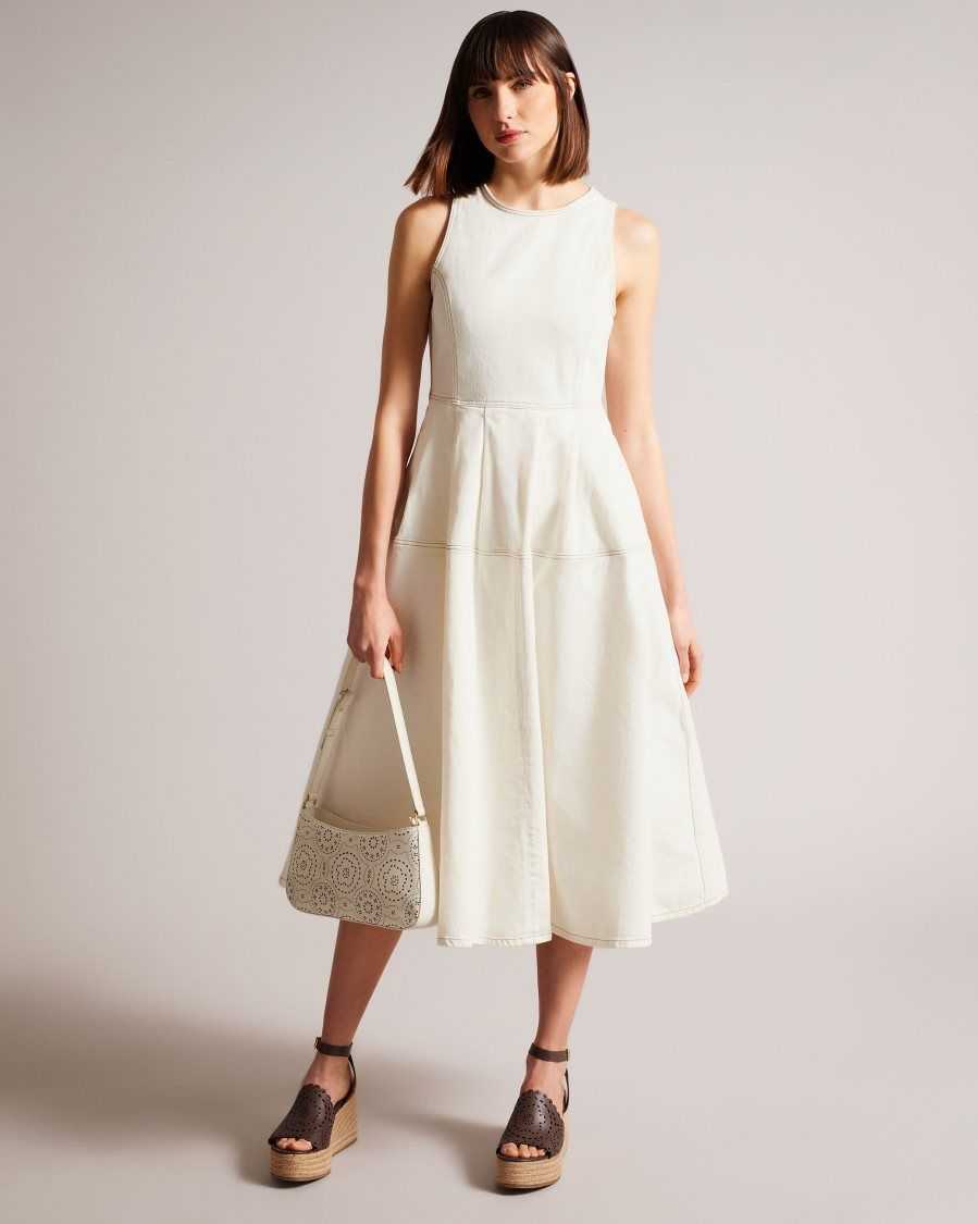 Ted Baker Eriie Sleeveless Full Skirted Dress Ivory | 80267-JGEH