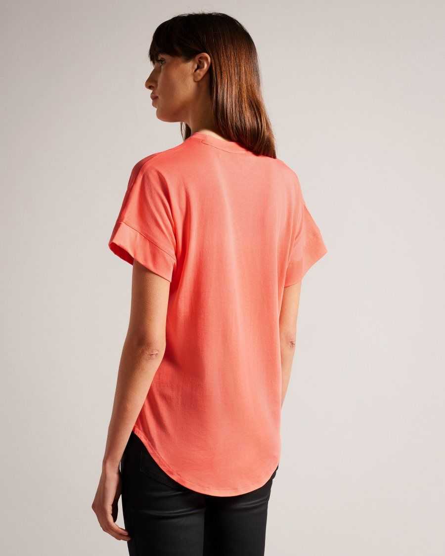 Ted Baker Erisana Easy Fit Grown Up Sleeve Tee Dusky Pink | 24879-IPKB