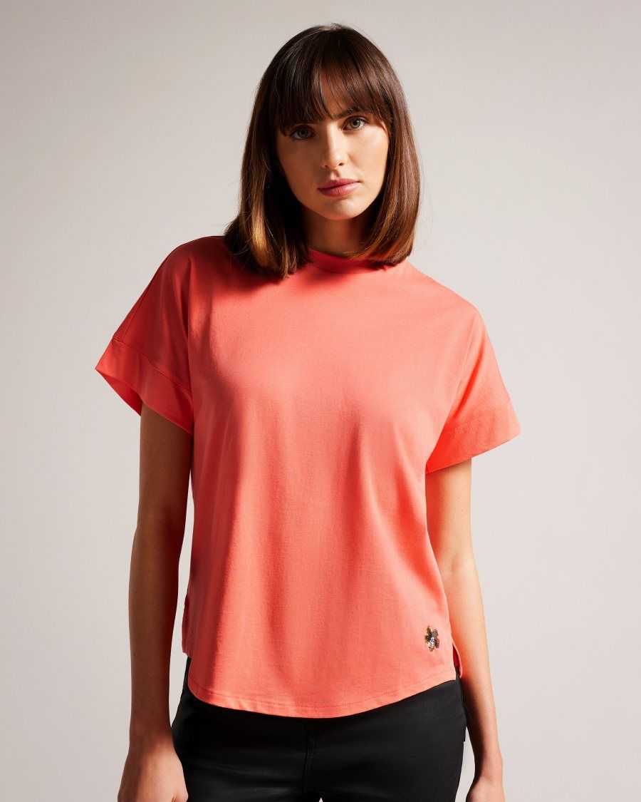 Ted Baker Erisana Easy Fit Grown Up Sleeve Tee Dusky Pink | 24879-IPKB